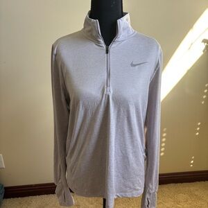 Nike Running Women's Light Purple Gray Quarter-Zip Long Sleeve Tee